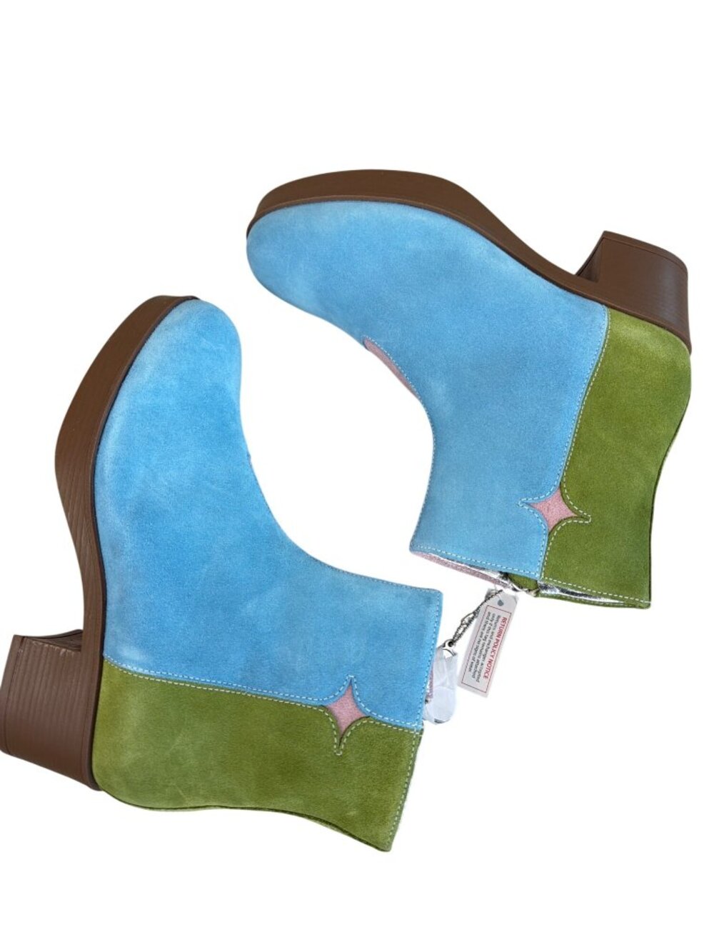 LAZO Luna Women’s 10 Pastel Blue Pink Green Suede Ankle Boots Zip NWT Retro - Picture 5 of 11